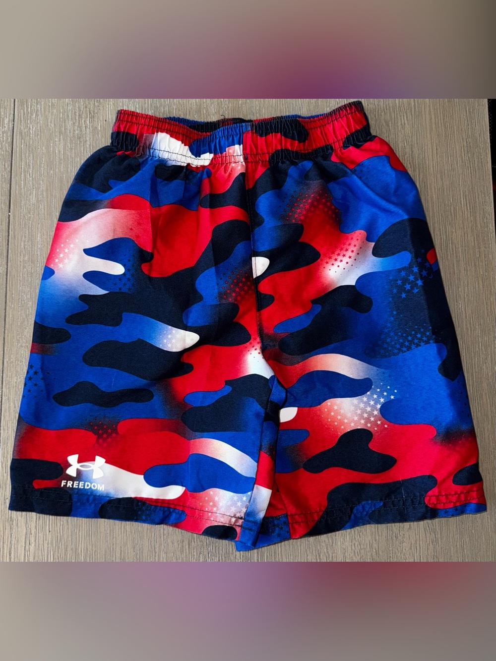 Under Armour Boys' FREEDOM Red, White & Blue Camo Swim Trunks